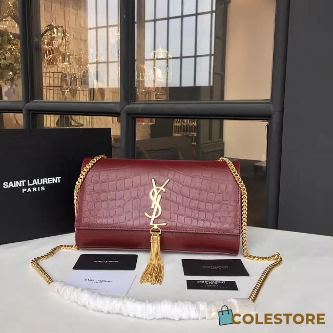 YSL Monogram Kate In Embossed Crocodile Shiny Leather 4765 - 1