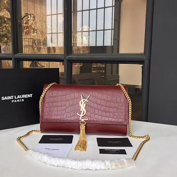 YSL Monogram Kate In Embossed Crocodile Shiny Leather 4765
