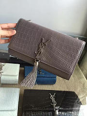 YSL Monogram Kate Silver Tassel In Embossed Crocodile Shiny Leather 5038 - 6