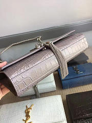 YSL Monogram Kate Silver Tassel In Embossed Crocodile Shiny Leather 5038 - 5
