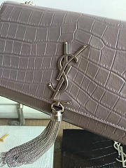 YSL Monogram Kate Silver Tassel In Embossed Crocodile Shiny Leather 5038 - 4