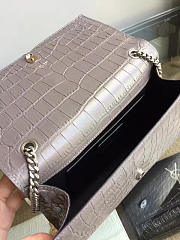 YSL Monogram Kate Silver Tassel In Embossed Crocodile Shiny Leather 5038 - 2