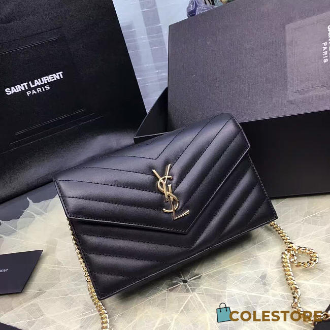 YSL Monogram College Black Gold 5066 - 1