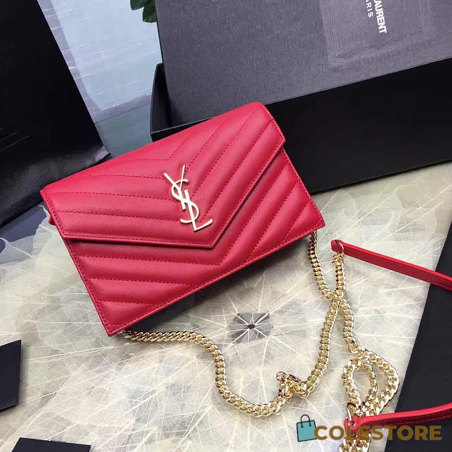 YSL Gold Monogram College Red 5072 - 1
