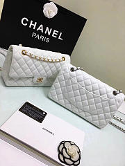 Chanel Calfskin Leather Flap Bag Gold White 25cm - 2