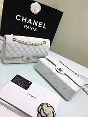 Chanel Calfskin Leather Flap Bag Gold White 25cm - 3