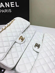 Chanel Calfskin Leather Flap Bag Gold White 25cm - 6