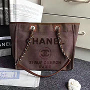 Chanel Canvas And Sequins Cubano Trip Deauville Shopping Bag Brown A66941 VS01172 - 1