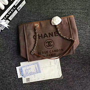 Chanel Canvas And Sequins Cubano Trip Deauville Shopping Bag Brown A66941 VS01172 - 3