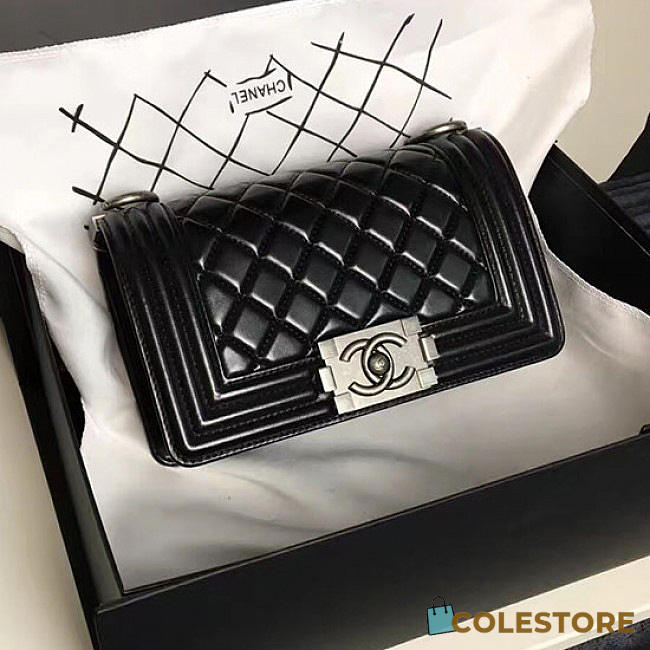 Chanel Small Caviar Quilted Lambskin Boy Bag Black A13043 VS07183 - 1