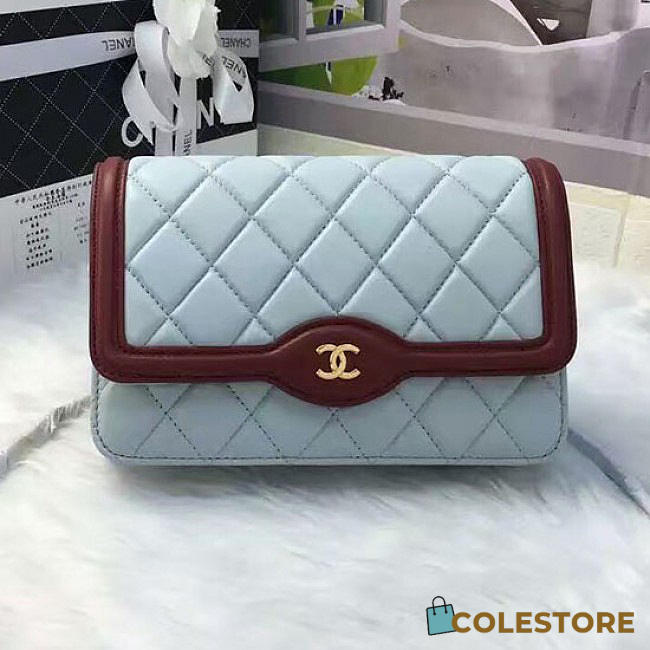 Chanel Lambskin Mini Chain Wallet Light Blue A81023 Vs07210 - 1