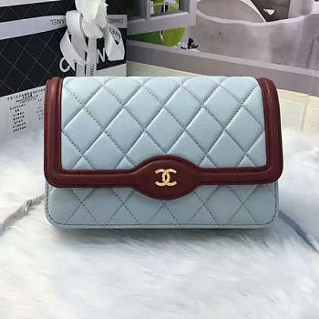 Chanel Lambskin Mini Chain Wallet Light Blue A81023 Vs07210