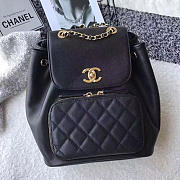 Chanel Grained Calfskin Gold-Tone Metal Backpack Black A93748 VS00467 - 1