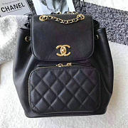 Chanel Grained Calfskin Gold-Tone Metal Backpack Black A93748 VS00467 - 4