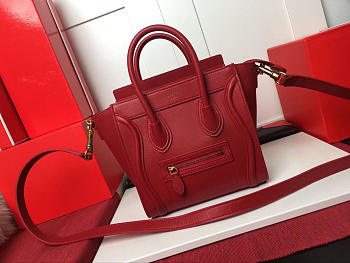 CohotBag celine nano luggage shoulder bag in red smooth calfskin
