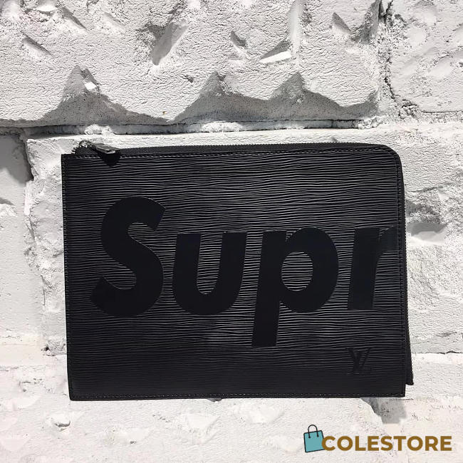 Louis Vuitton Supreme Pochette Jour Clutch Black M64574   - 1
