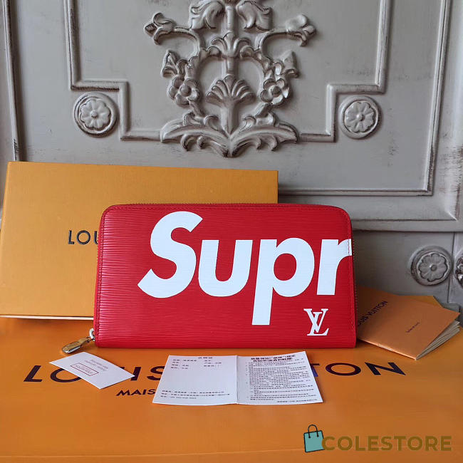 Louis Vuitton Superme Zip Wallet Red  - 1