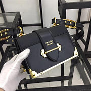 Prada Cahier Leather Shoulder Bag 1BD045 In Black - 1