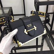 Prada Cahier Leather Shoulder Bag 1BD045 In Black - 2