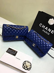 Chanel Lambskin Leather Flap Bag Gold/Silver Blue 25cm - 6