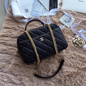 Chanel Bowling Bag Jersey & Gold-Tone Metal Black A69924 