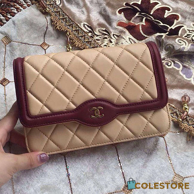 Chanel Lambskin Mini Chain Wallet Beigea 81024 VS 01851 - 1