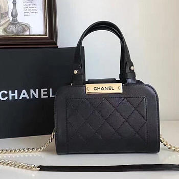 Chanel Small Label Click Leather Shopping Bag Black A93731 VS02581