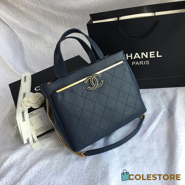 Chanel Small Shopping Bag Dark Blue 57563 - 1
