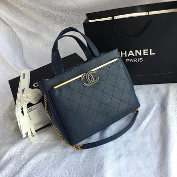 Chanel Small Shopping Bag Dark Blue 57563
