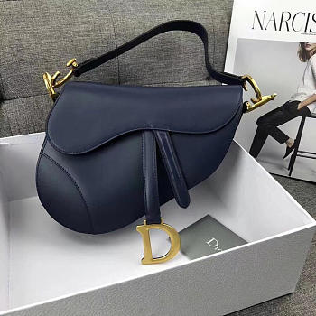 Dior Saddle Bag Original Leather Blue M0446