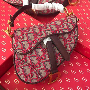 Dior Women Saddle Bag In Red Canvas M0446