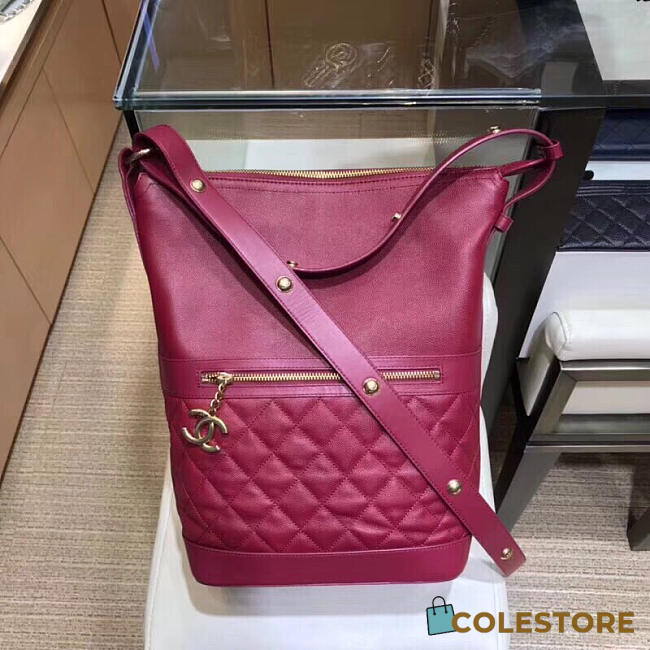 Chanel Hippie Shoulder Bucket Bag Wine Red - 1
