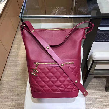 Chanel Hippie Shoulder Bucket Bag Wine Red