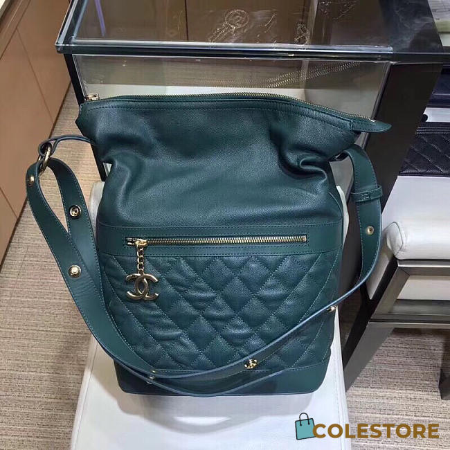 Chanel Hippie Shoulder Bucket Bag Green - 1