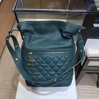 Chanel Hippie Shoulder Bucket Bag Green