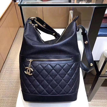Chanel Hippie Shoulder Bucket Bag Black