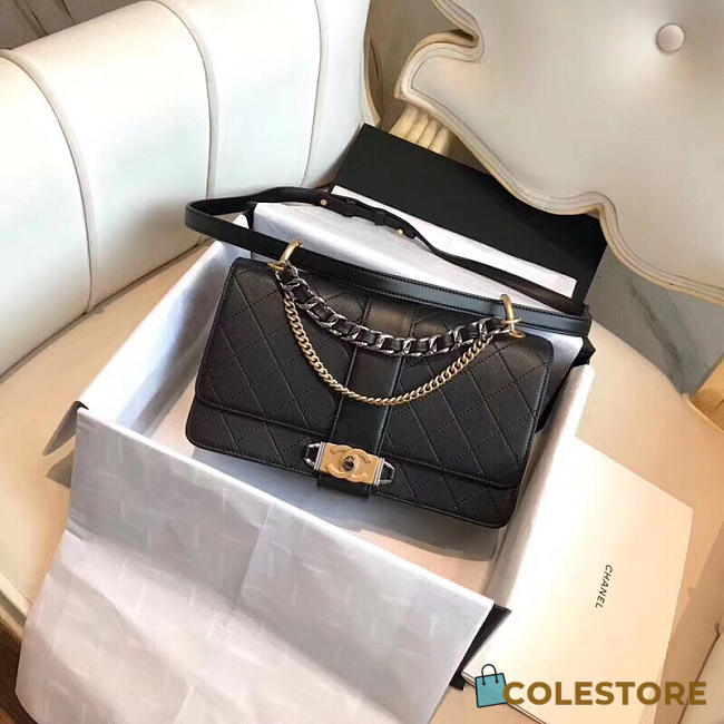 Chanel Caviar Stitched Flap Bag Black 24cm - 1