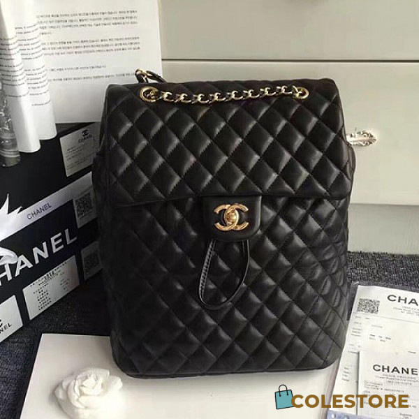 Chanel Quilted Lambskin Backpack Black Gold Hardware Medium  - 1