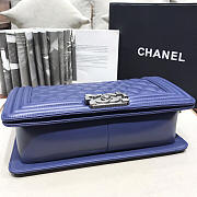 Chanel Sheepskin Classic Diamond Burst Dark Blue Silver Hardware  - 4