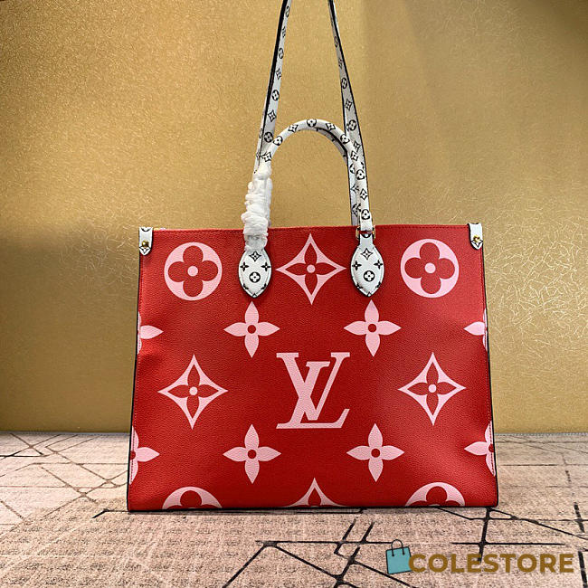 Louis Vuitton Onthego Hand Bag Red Plus Powder M44570  - 1