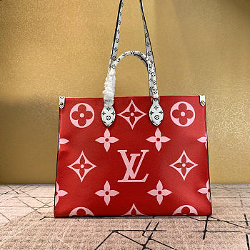 Louis Vuitton Onthego Hand Bag Red Plus Powder M44570 