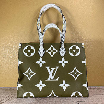 Louis Vuitton Onthego Hand Bag Green Plus White M44570