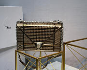 Dior Metallic Gypsum Plaid Pattern Calfskin Clamshell Tote Bronze - 1
