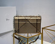 Dior Metallic Gypsum Plaid Pattern Calfskin Clamshell Tote Bronze - 5