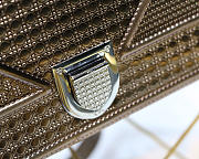 Dior Metallic Gypsum Plaid Pattern Calfskin Clamshell Tote Bronze - 3