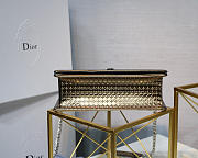 Dior Metallic Gypsum Plaid Pattern Calfskin Clamshell Tote Bronze - 2