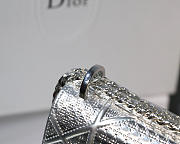 Dior Metallic Plaid Plaid Pattern Calf Leather Clamshell Tote Silver - 4