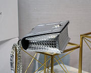 Dior Metallic Plaid Plaid Pattern Calf Leather Clamshell Tote Silver - 3
