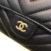Chanel Long Imported Deer Grain Leather V-Grain Road Wallet Black  - 3