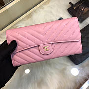 Chanel Long Imported Deer Grain Leather V-Grain Road Wallet  - 1